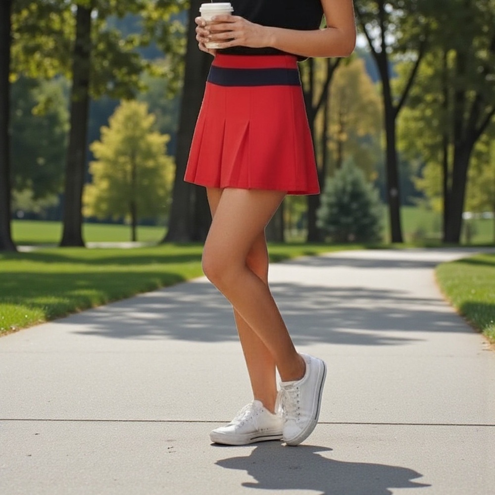 NWT BOGNER Silla Pleated Golf Skort in Red US 8